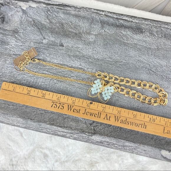Carol Dauplaise Butterfly Chunky Link Necklace Gold Tone Beaded - Picture 9 of 9